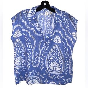 Joie 100% linen blend floral print top size S cap sleeve v neck lightweight
